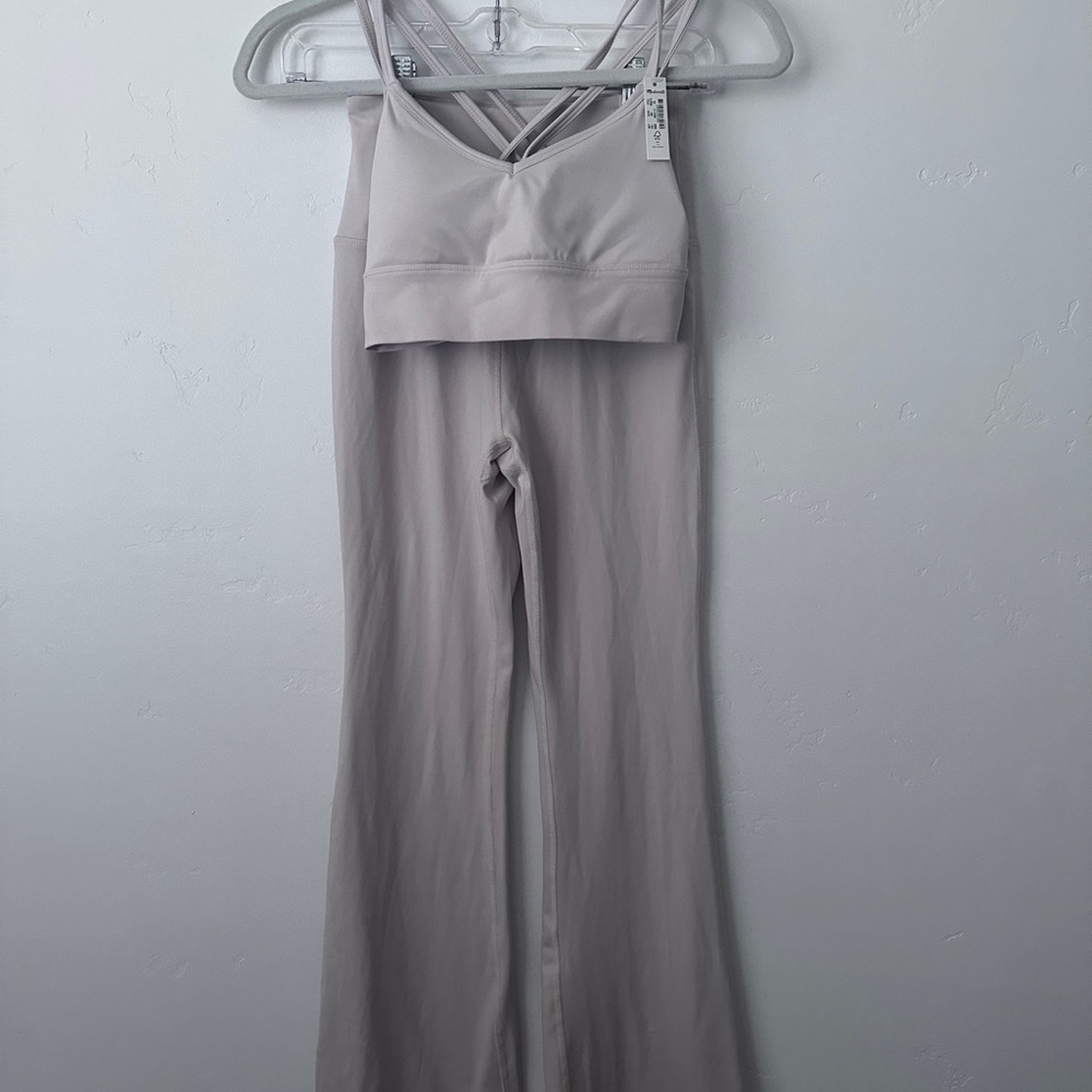 Madewell Beige Sports Tank and Flare Leggings